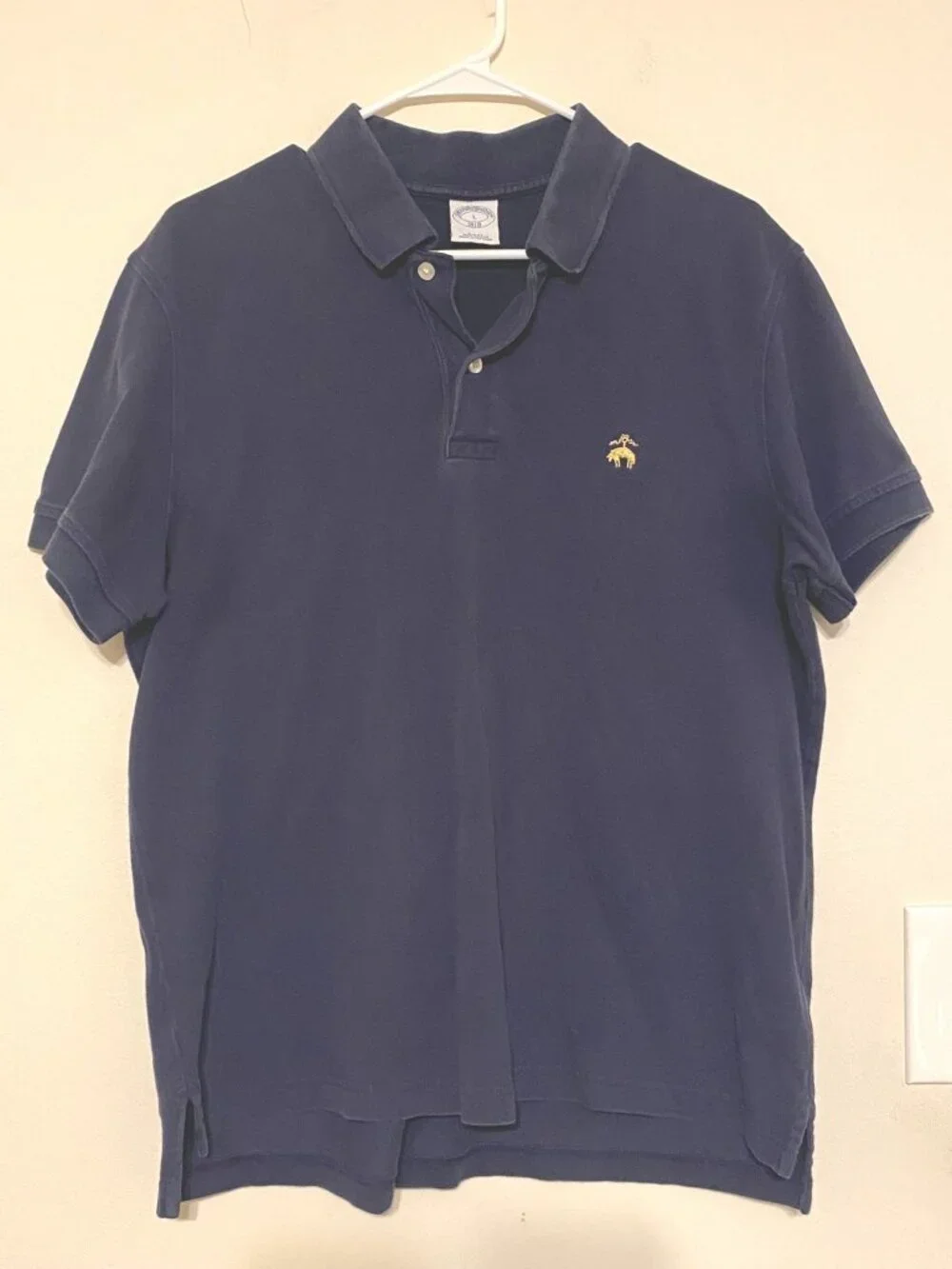 Men's Brooks Brothers Navy Blue Gold Logo Slim Fit Polo Shirt Size Large